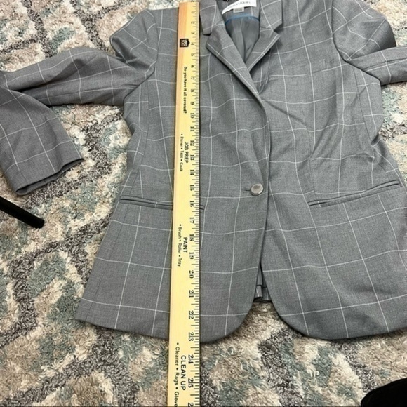 Calvin Klein womens grey white one button blazer size 2P - Picture 6 of 9